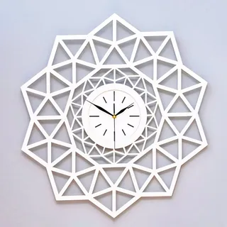 ORNAMENTI Wanduhr Groß, moderne, geometrisch, hingucker Wanduhr, Heilige Geometrie (Minimalistisch, weiss, schwarz, 3 Grossen, 40,50,60, ohne Ticken) weiß 60 cm