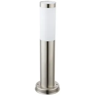 Außen Stehleuchte Gartenstehlampe Edelstahl E27 Wegeleuchte Garten, Garage Eingangsbeleuchtung, Bewegungsmelder, Steckdose, Wetterfest IP44, silber anthrazit opal modern, E27 Fassung