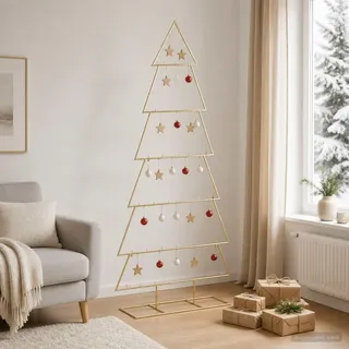 Möbel Metall-Weihnachtsbaum mit Ständer KUOPIO 180 cm Stahl Gold - Weihnachtsgirlanden &9281 - Gold