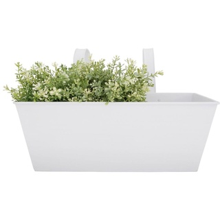 Esschert Design Balkonkasten, Blumenkasten mit Haken in weiß, 7,5 Liter, ca. 40 cm x 27 cm x 23 cm