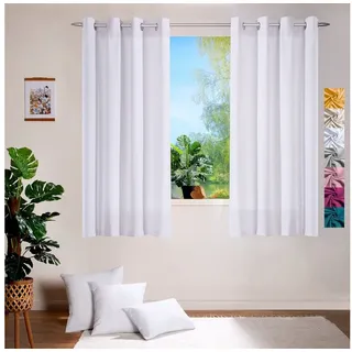 heimtexland ® Deko Vorhang Baumwolle Dekoschal Blickdicht Einfarbig Ösenschal Gardine Typ849 Weiß HxB 145x140 cm