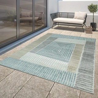 TT Home Moderner Outdoor Teppich Wetterfest Innen & Außenbereich Geometrisch