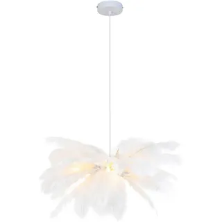 Novel Hängeleuchte, Weiß, Metall, Textil, Federn,Federn, Blatt,Blatt, 120 cm, RoHS, CE, Lampen & Leuchten, Innenbeleuchtung, Hängelampen, Pendelleuchten