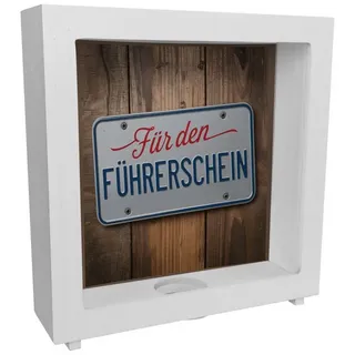 speecheese Spardose Für den Führerschein Rahmen Spardose aus Holz als Nummernschild
