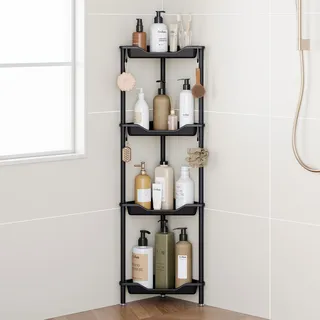 Orimade 4 Stück Duschregal Stehend Rostfrei,Ecke Duschablage Freistehende, Duschablage ohne Bohren für Badezimmer Schwarz