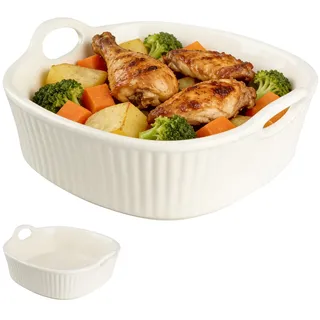WakiHong Kleine Auflaufform Keramikm Keramik Auflaufform Doppelohrdesign | Auflaufform Keramik 18*16.8*5.5 CM,für Lasagne,Pommes Frites,Suppe,Pie,Quiche und Tartes