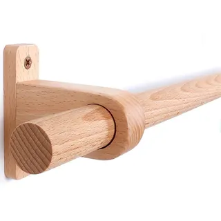 Gardinenstange Holz, Vorhangstange Holz Natur, Umweltfreundlich und Geräuscharm, Buchenholz Material, Für Wohnzimmer, Schlafzimmer, Küchen und Esszimmer(260 cm (3 Brackets))