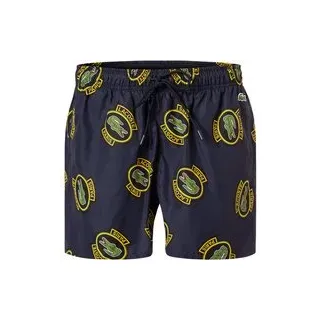 LACOSTE Herren Badeshorts blau Mikrofaser Gemustert, blau, Frühjahr/Sommer 2024