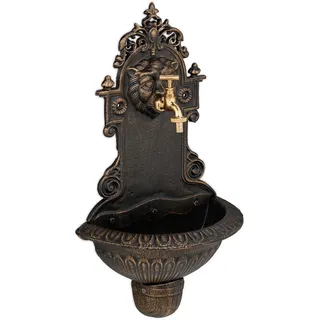 Relaxdays Wandbrunnen mit Wasserspeier Gold