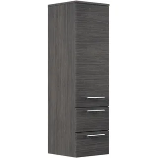 Hochschrank 120 Cm Anthrazit Gemasert Mit Glaseinlagen