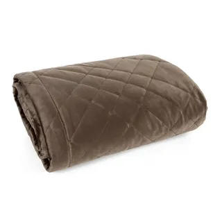 Eurofirany Tagesdecke RIA, Elegante Tagesdecke Velvet Sesseldecke Sofadecke Überwurf Samt braun 170 cm x 210 cm