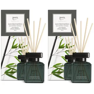ipuro - Essentials Raumduft Black Bamboo 50ml | Raumerfrischer mit Jasmin, Zitrone, Apfel, & Holzige Amber-Moschus Note Duft Aroma | Diffuser mit Stäbchen | Lufterfrischer für die Wohnung