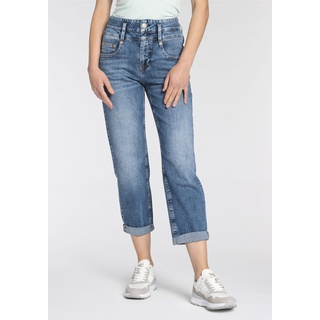 High-waist-Jeans HERRLICHER "Pitch HI Tap Denim Light" Gr. 32, N-Gr, blau (medium) Damen Jeans High-Waist-Jeans
