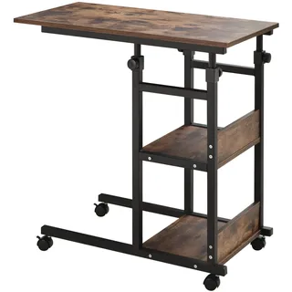 Homcom Beistelltisch Höhenverstellbar Schwarz Metall 80 x 40 cm