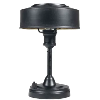 Casa Padrino Luxus Art Deco Tischleuchte Antik Schwarz Ø 22 x H. 32 cm - Runde Messing Schreibtischleuchte - Luxus Leuchten - Luxus Interior