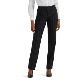 Lee Damen-Hose mit knitterfreiem, bequemem Schnitt und geradem Bein, Schwarze Nadelstreifen, 50 Kurz - 46 Kurz