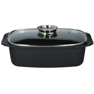 Alpina Aluguss, Schwarz, Metall, Glas, Rechteckig, antihaftbeschichtet, Kochen, Töpfe, Bräter