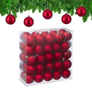 Relaxdays Weihnachtskugeln 50er Set Gold,Rot