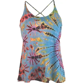Guru-Shop T-Shirt Batik Hippie Top - hellblau Ethno Style, Hippie, alternative Bekleidung, Festival blau