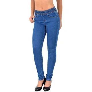 ESRA Skinny Jeans Damen High Waist Stretch Jeans Damen Jeggings Damen Stretch elastischer Gummi-Bund Übergröße Puls Size J291 - 46