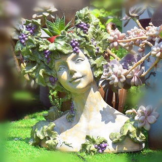 zenggp Göttin Kopf Pflanzer Blumentopf Dame Vase Griechische Skulptur Römischen Harz Flower Planter,A