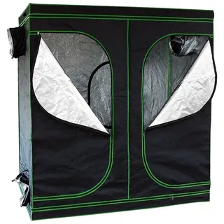 Feel2Home Gewächshaus Growbox Indoor Gewächshaus Pflanzenzelt Zucht Growroom versch. Größen, Stück, 99,9 % lichtundurchlässig schwarz 240 cm x 200 cm