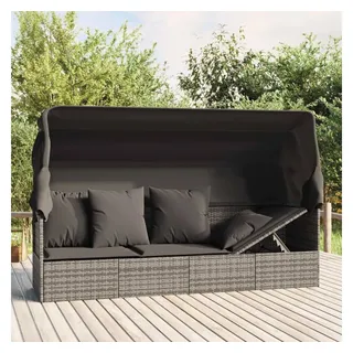 vidaXL Outdoor-Loungebett mit Dach und Kissen grau