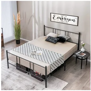Costway Metallbett 200 x 140 cm mit Lattenrost & Stauraum Unter Bett