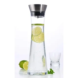Spetebo Glas Karaffe 1 Liter mit Ausgießer und Sieb - Wasserkaraffe Saftkrug Glasbehälter