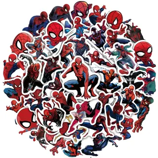 Spiderman Aufkleber, 50 Stück Superheld Sticker Set Wasserdicht Vinyl Stickers Graffiti Style Decals für Auto Motorräder Fahrrad Skateboard Gepäck Laptop Aufkleber, Geeignet für Erwachsene Kinder