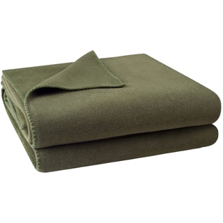 'zoeppritz since 1828' Soft-Fleece-Decke – Polarfleece-Decke mit Häkelstich – Flauschige Kuscheldecke – 160x200 cm – 681 Olive Branch, 103291-681-160x200