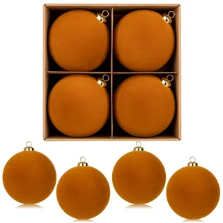 4er-Set 12cm Velvet Weihnachtskugel Samt Große, Samt-Weihnachtskugeln Weihnachtskugeln aus Kunststoff, Flauschige Baumschmuck-Dekoration für Weihnachtsbaum Christbaumkugeln, Hochzeit