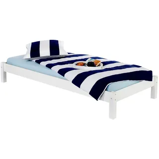 IDIMEX Futonbett Taifun aus massiver Kiefer in weiß, schönes Bett in 90 x 200 cm, praktisches Bettgestell mit Holzfüße