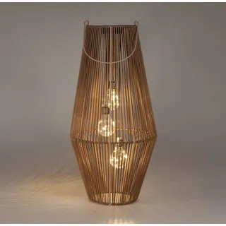 Formano Laterne Rattan 45 cm 3 LED Birnen Dämmerungssensor braun