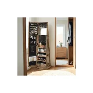 Schmuckschrank mit Spiegel, 360° drehbarer Spiegelschrank, abschließbar