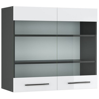 Vicco Glashängeschrank Hängeschrank Küche 80 cm Fame-Line Anthrazit Weiß Hochglanz grau|weiß
