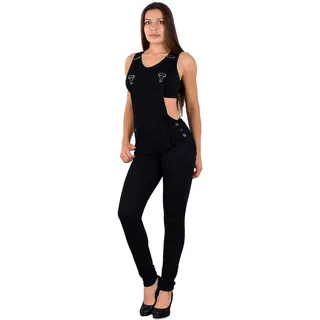 ESRA Damen Jeans Latzhose Skinny Latzjeans Overall Jeans-Latzhose mit Träger H340 - 44