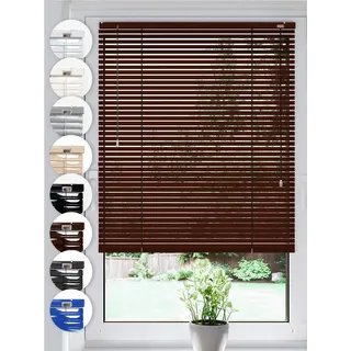 Sonello Jalousie Klemmfix ohne u. mit Bohren 50cm x 175cm Braun Aluminium Jalousette, Klemmfix, Inkl. Halterung für Decken- u. Wandmontage Alu Jalousie Fenster u. Tür, Blickdicht freihängend braun 50 cm x 175 cm