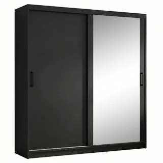 beautysofa Schwebetürenschrank HELA 180 x 204,5 x 60 cm Schwarz