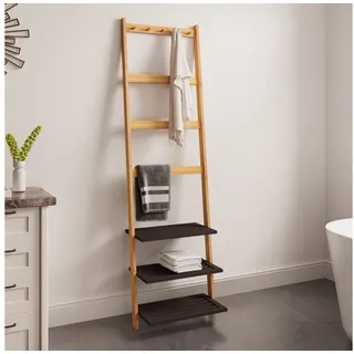 OKWISH Kleiderständer Schmales Bambus-Regal mit 3 offenen Fächern – schmal für kleine Räume, (1 St., robust, pflegeleicht, platzsparend), für Bad, Wohnzimmer & Flur – einfache Montage beige