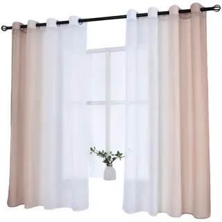 Gardinenbox Modena Ösen 140 x 145 cm Braun/Transparent 2 St.