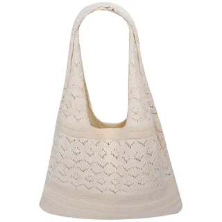 DOINEUFL Gehäkelte Strandtasche Damen – Leichte Häkeltasche als Sommer Umhängetasche, Gestrickte Tote Tasche im Netzdesign, Beach Bag für Urlaub, Reisen, Strand & Alltag