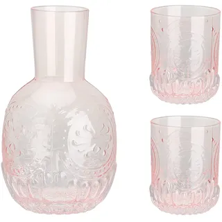 BestAlice Nachttisch-Wasserkaraffe und Glas-Set, 1300 ml, Vintage-Nachttisch, Glaskaraffe mit 2 Tassen, Glas-Saft-Mundspülflasche für Schlafzimmer, Badezimmer