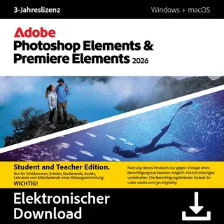Adobe Photoshop & Premiere Elements 2026 Student & Teacher Edition