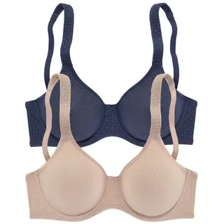 PETITE FLEUR T-Shirt-BH Damen marine+toffee Gr.100C