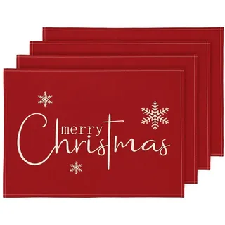 LuxusKollektion Platzset Platzset Weihnachten 4er Set Tischsets Abwaschbar Platzdeckchen Rot rot