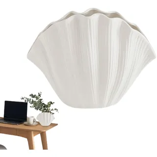 Muschelförmige Vase, Muschel Blumenvase, Weiße Vasen Für Dekoration, Muschelvase Für Wohnzimmer-Dekoration, Keramikvasen In Muschelform Für Frische Blumen, Esstisch, Büroräume, Modell B