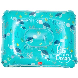 Legami - Aufblasbares Kissen für Meer, Schwimmbad, Camping, bequem und Ultraleicht, 45 x 36 cm, Thema Sea Turtle, Sea Turtle, Unica
