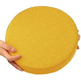 uyeoco Stuhlkissen Rund, 30cm/35cm/40cm/45cm/50cm,für Esszimmer Küche Gartenstühle Dick rutschfest für den Innen/Außenbereich Boden Sitzkissen Matte Bürostuhl Kissen Waschbar(Gelb,30X30x3CM)