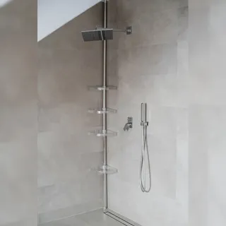 KS Handel 24 Badregal Teleskopregal 3 Böden Silber glänzend 70-250 cm lang Eckregal Duschablage Duschregal